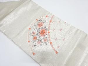 リサイクル　光悦垣に牡丹・菊模様刺繍名古屋帯